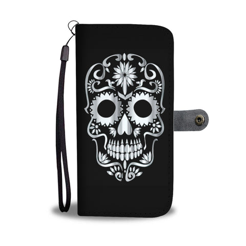 CHROME SUGAR SKULL WALLET / PHONE CASE