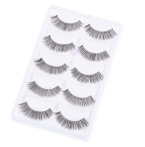 5 Pairs of Natural Black Long False Eyelashes