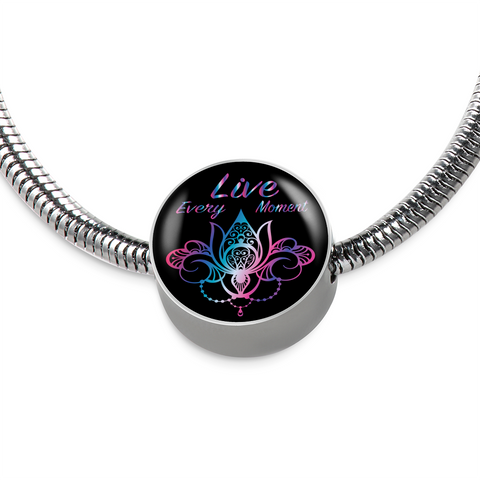 Live Every Moment Spirit Bracelet w/ Circle Charm