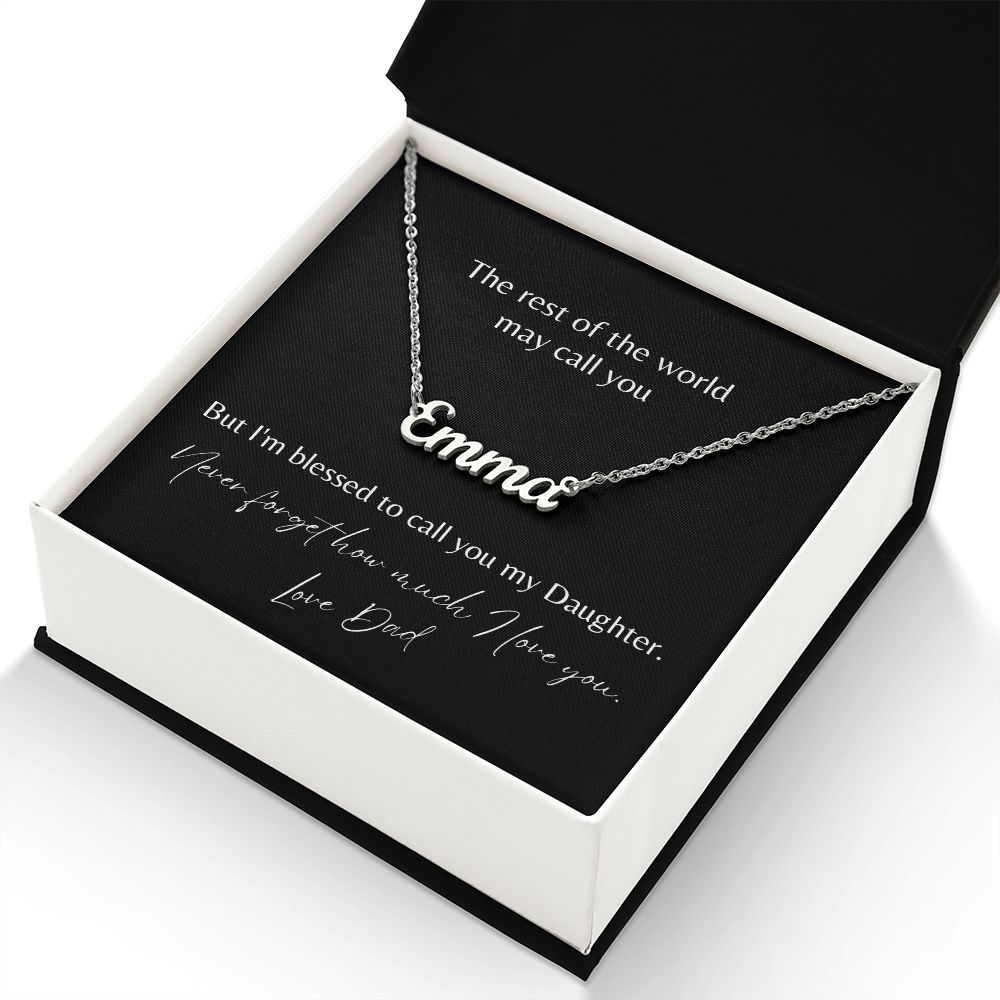 To My Daughter Name Necklace Love Dad