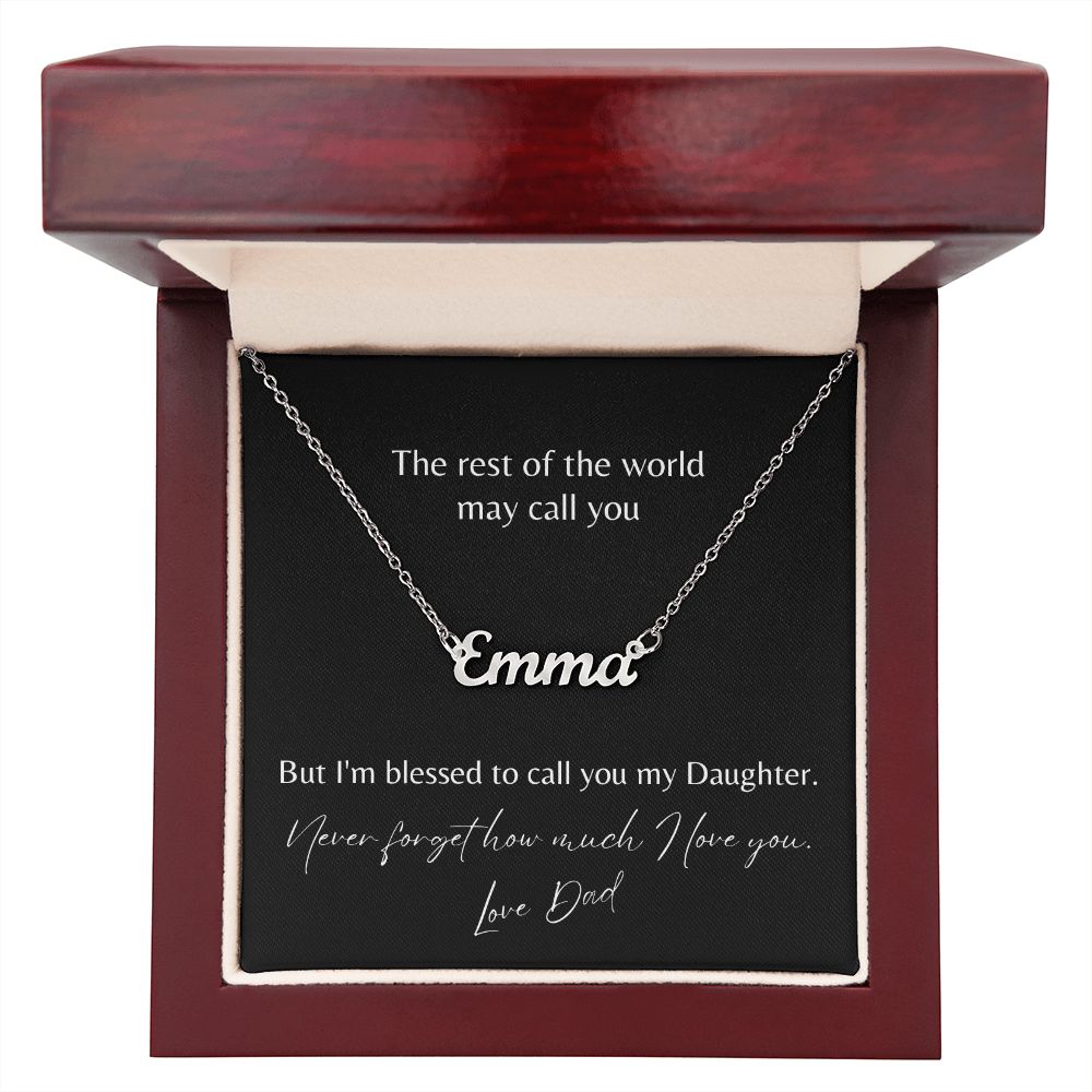 To My Daughter Name Necklace Love Dad